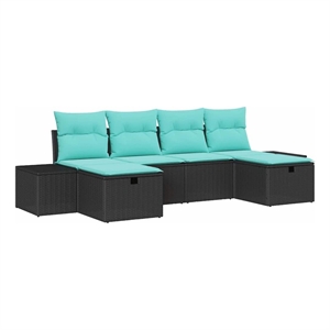 Afuera Living Poly Rattan Small Sofa Set with Cushions in Black