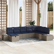 Afuera Living Contemporary Poly Rattan Sofa Set with Cushions in Gray