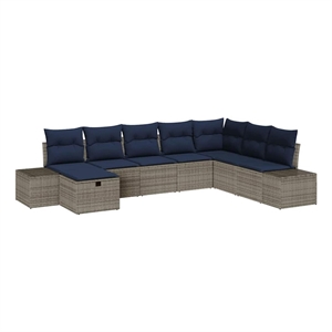 Afuera Living Contemporary Poly Rattan Sofa Set with Cushions in Gray