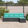 Afuera Living Contemporary Poly Rattan Sofa Set with Cushions in Black