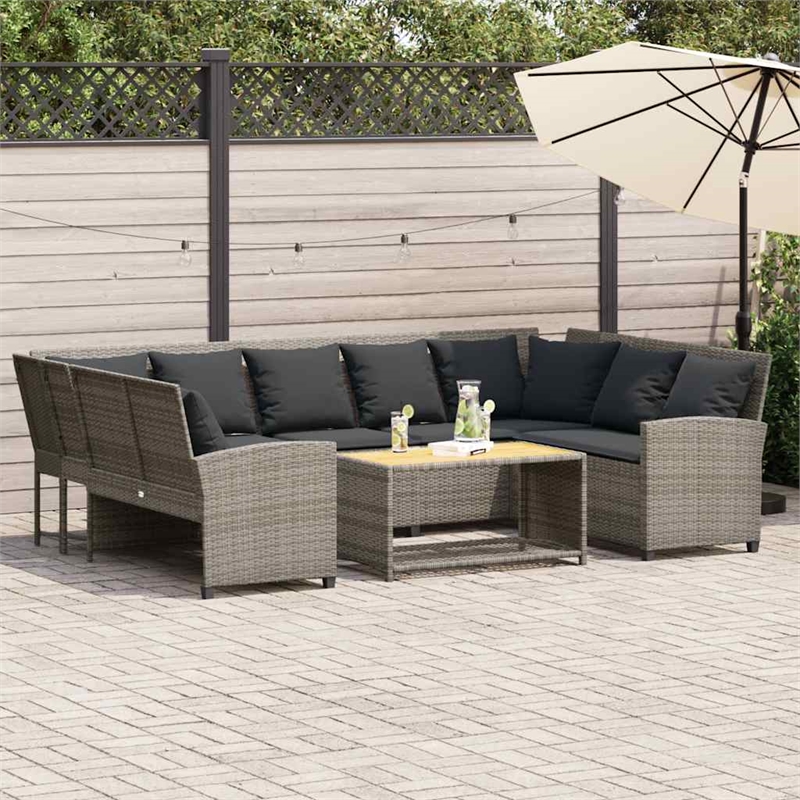 Afuera Living Contemporary Synthetic Poly Rattan  Large Sofa in Gray