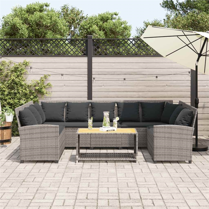 Afuera Living Contemporary Synthetic Poly Rattan  Large Sofa in Gray