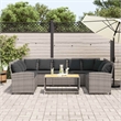 Afuera Living Contemporary Synthetic Poly Rattan  Large Sofa in Gray