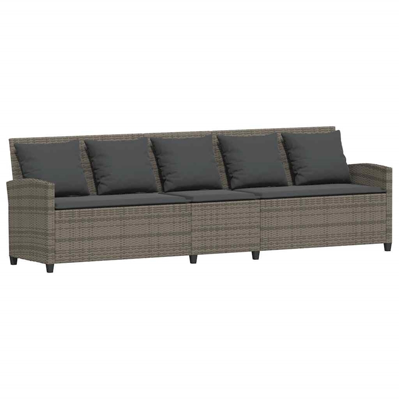 Afuera Living Contemporary Synthetic Poly Rattan  Large Sofa in Gray