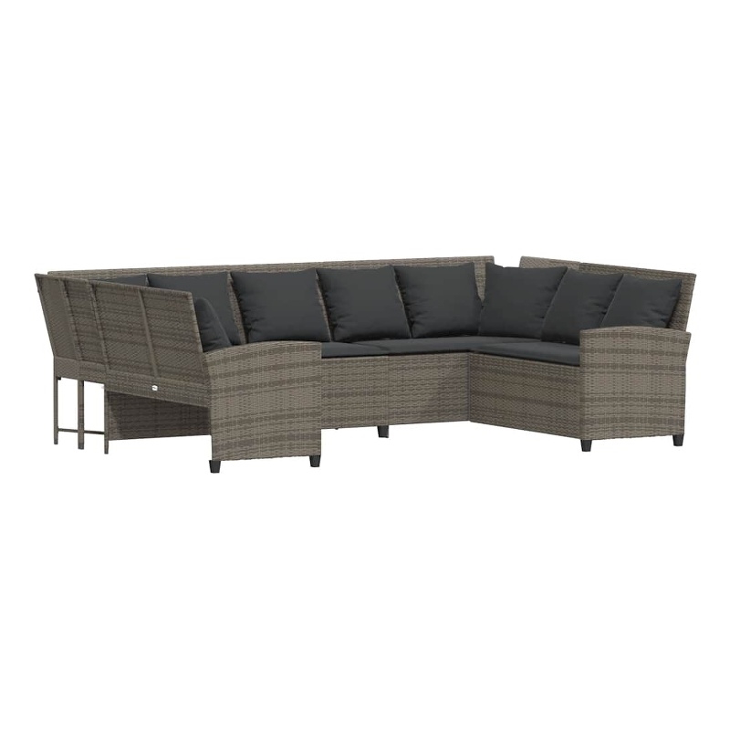 Afuera Living Contemporary Synthetic Poly Rattan  Large Sofa in Gray