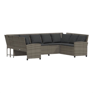 Afuera Living Contemporary Synthetic Poly Rattan  Large Sofa in Gray