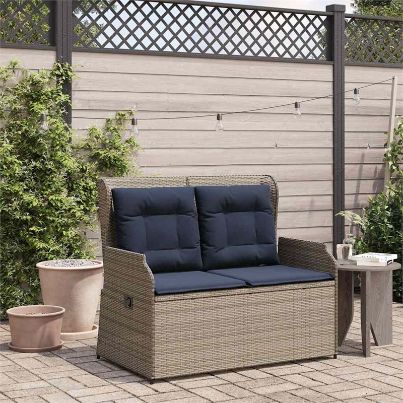 Afuera Living Contemporary Durable Poly Rattan Garden Bench in Gray