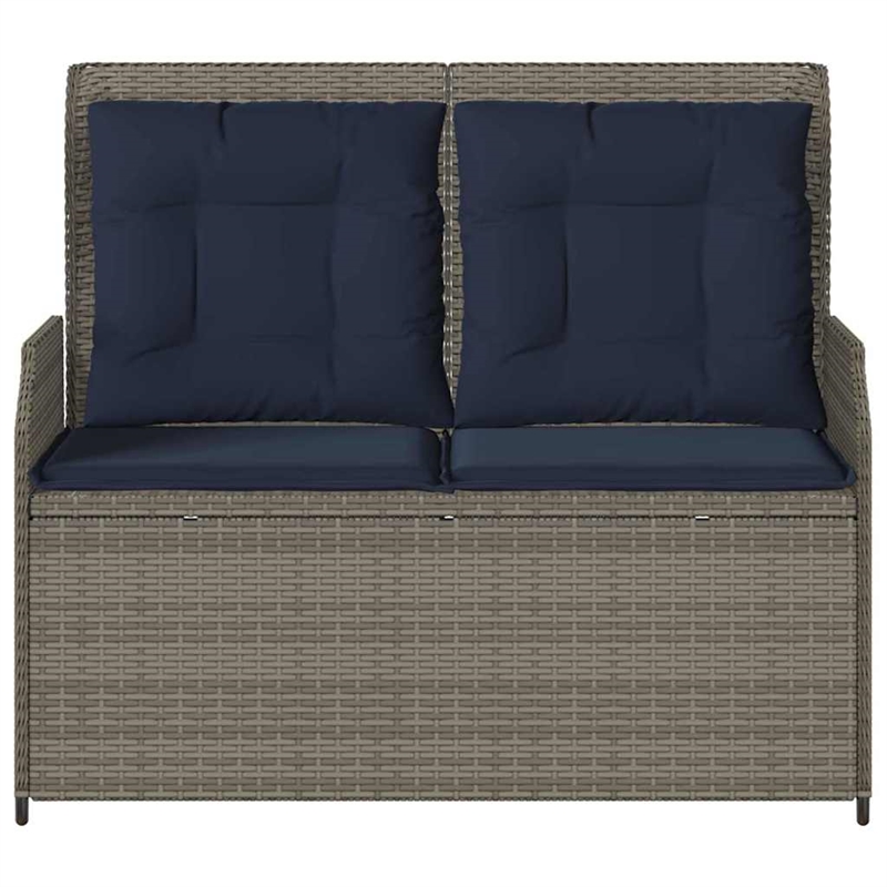 Afuera Living Contemporary Durable Poly Rattan Garden Bench in Gray