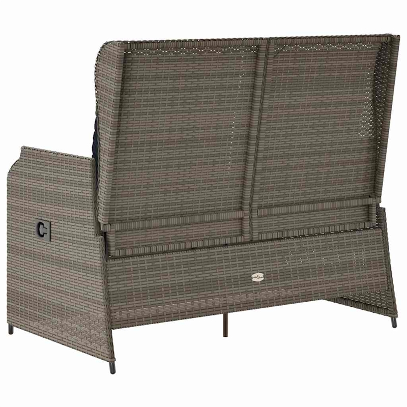 Afuera Living Contemporary Durable Poly Rattan Garden Bench in Gray