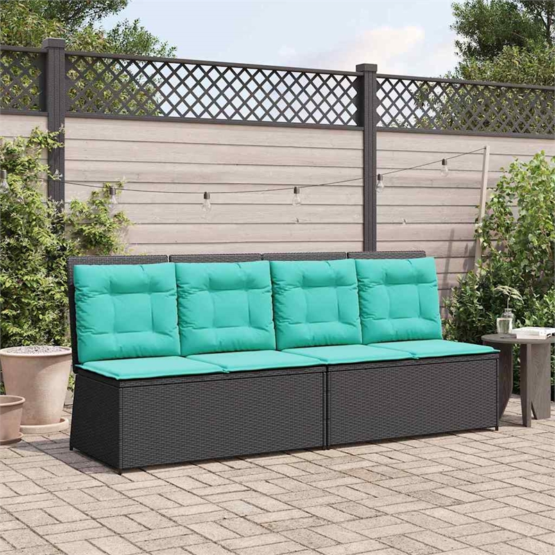 Afuera Living Contemporary Poly Rattan Small Garden Bench in Black