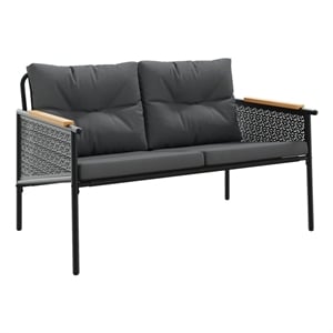 Afuera Living Contemporary Steel Small Garden Bench in Black/Anthracite