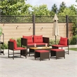 Afuera Living Poly Rattan Sofa Set with Cushions in Red/Brown
