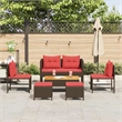 Afuera Living Poly Rattan Sofa Set with Cushions in Red/Brown