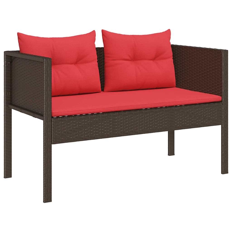 Afuera Living Poly Rattan Sofa Set with Cushions in Red/Brown