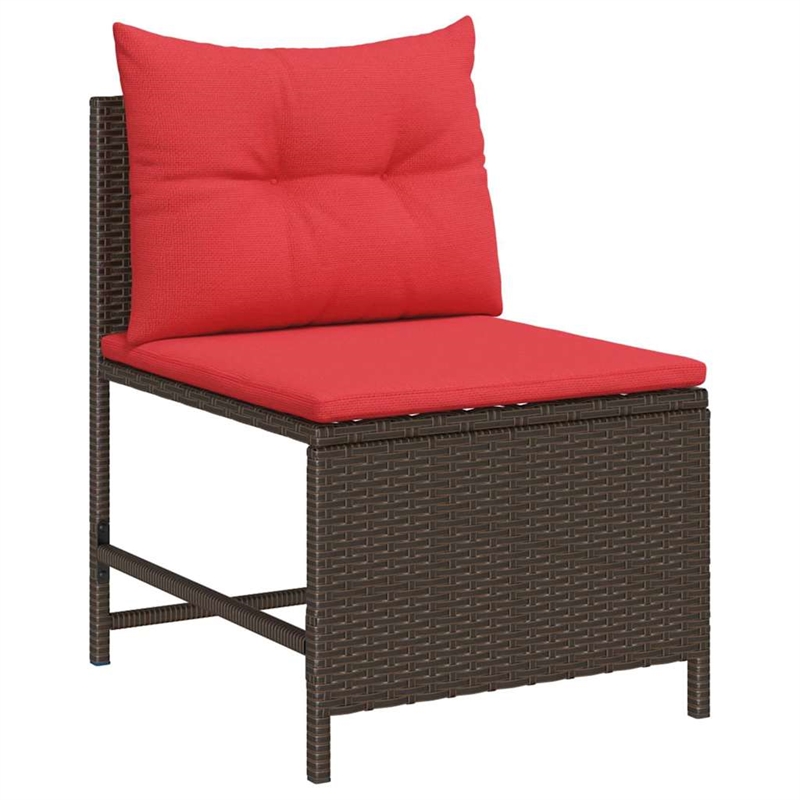 Afuera Living Poly Rattan Sofa Set with Cushions in Red/Brown