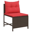 Afuera Living Poly Rattan Sofa Set with Cushions in Red/Brown
