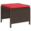 Afuera Living Poly Rattan Sofa Set with Cushions in Red/Brown