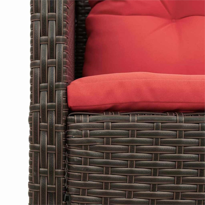 Afuera Living Poly Rattan Sofa Set with Cushions in Red/Brown