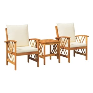 Afuera Living Contemporary Solid Acacia Wood Sofa Set in Natural