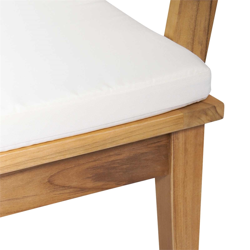 Afuera Living 2 PC Wood Garden Bench in with Cushions in Brown/Cream