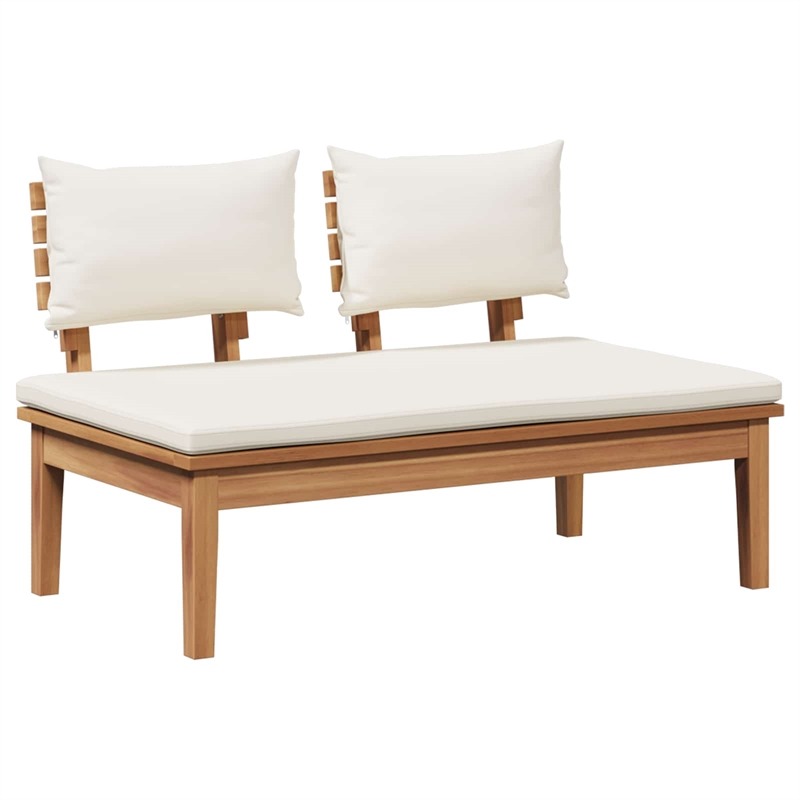 Afuera Living 2 PC Wood Garden Bench in with Cushions in Brown/Cream