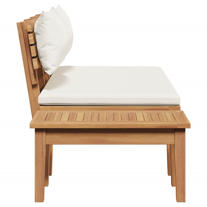 Afuera Living 2 PC Wood Garden Bench in with Cushions in Brown/Cream