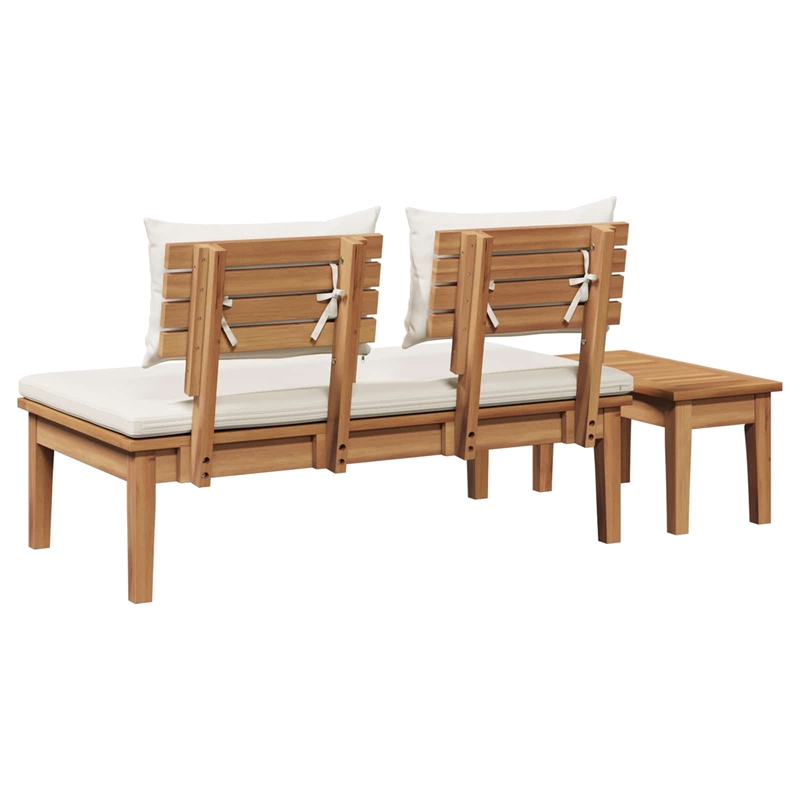 Afuera Living 2 PC Wood Garden Bench in with Cushions in Brown/Cream