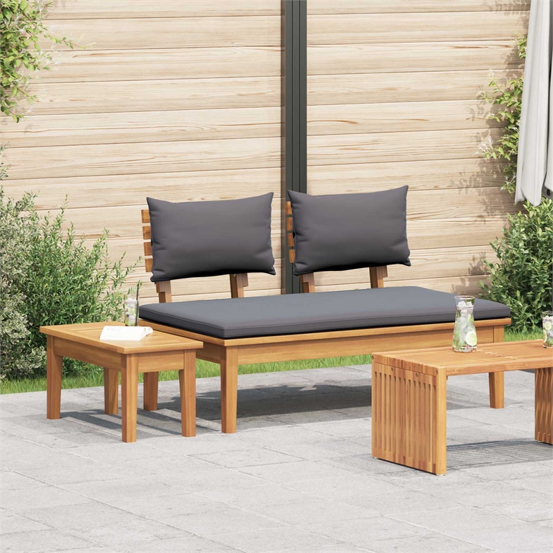 Afuera Living 2 PC Wood Garden Bench in with Cushions in Gray/Brown
