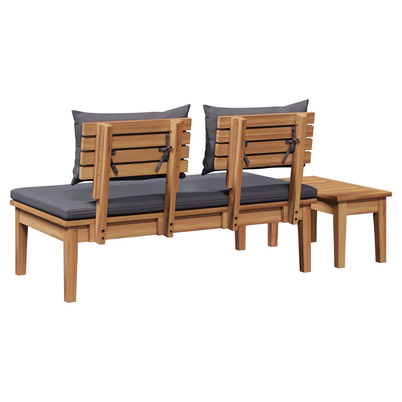 Afuera Living 2 PC Wood Garden Bench in with Cushions in Gray/Brown