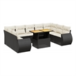 Afuera Living Contemporary Synthetic Poly Rattan 10 Piece Sofa Set in Black