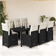 Afuera Living Contemporary 9 Piece Poly Rattan Bistro Set in Black/Cream