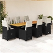 Afuera Living Contemporary 9 Piece Poly Rattan Bistro Set in Black/Cream