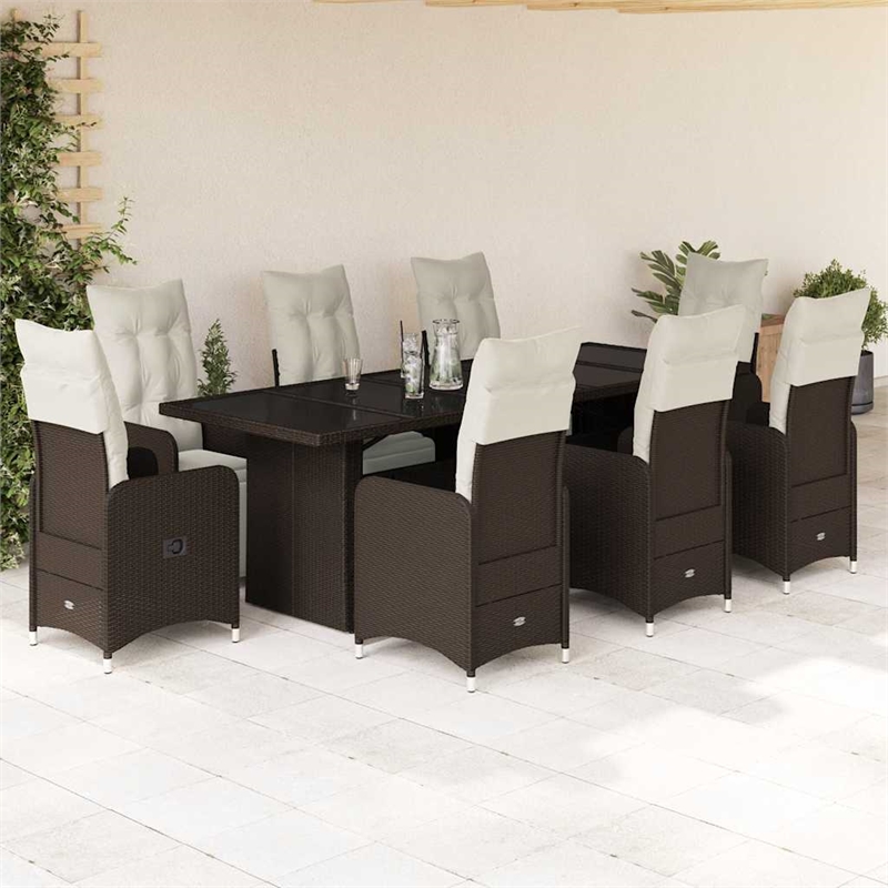 Afuera Living Contemporary Poly Rattan Large Bistro Set in Brown