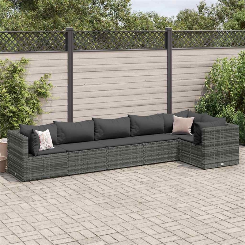 Afuera Living 6 Piece Poly Rattan Lounge Set in Gray/Anthracite