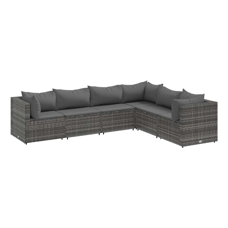 Afuera Living Contemporary Synthetic Poly Rattan 6 Piece  Lounge Set in Gray