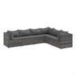 Afuera Living Contemporary Synthetic Poly Rattan 6 Piece  Lounge Set in Gray