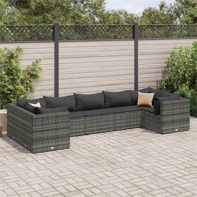 Afuera Living 7 Piece Poly Rattan Lounge Set in Gray/Anthracite