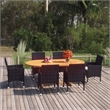 Afuera Living Contemporary Synthetic Poly Rattan Dining Set in Black