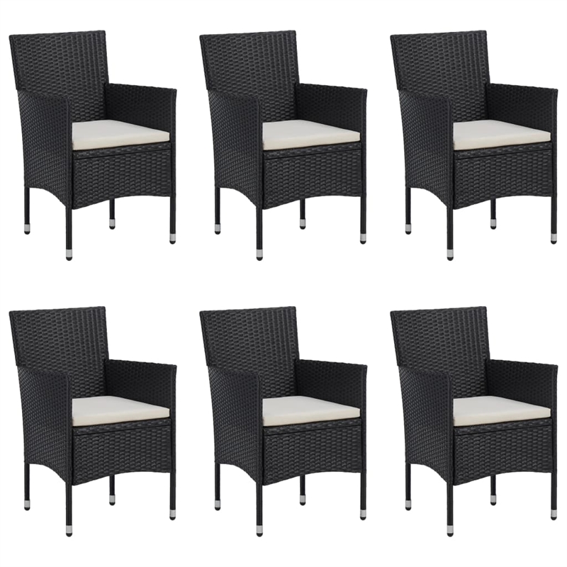 Afuera Living Contemporary Synthetic Poly Rattan Dining Set in Black