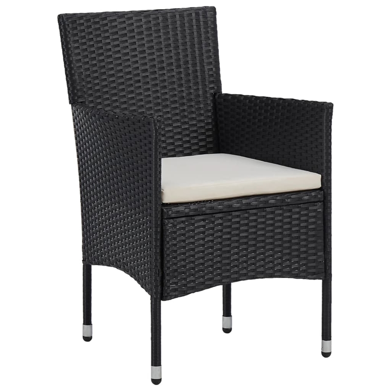 Afuera Living Contemporary Synthetic Poly Rattan Dining Set in Black