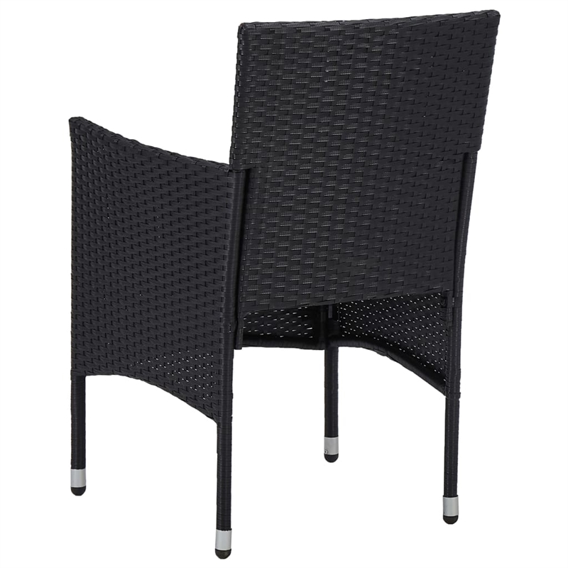 Afuera Living Contemporary Synthetic Poly Rattan Dining Set in Black