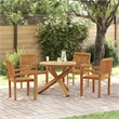 Afuera Living Solid Teak Wood Standard Stackable Garden Dining Set Natural/Brown