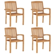 Afuera Living Solid Teak Wood Standard Stackable Garden Dining Set Natural/Brown