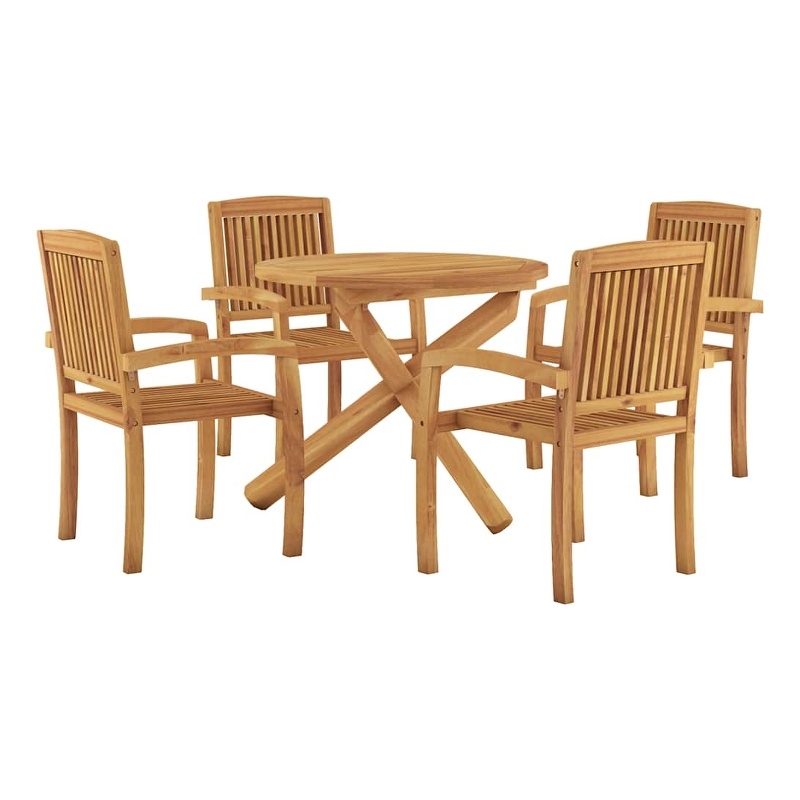 Afuera Living Solid Teak Wood Standard Stackable Garden Dining Set Natural/Brown