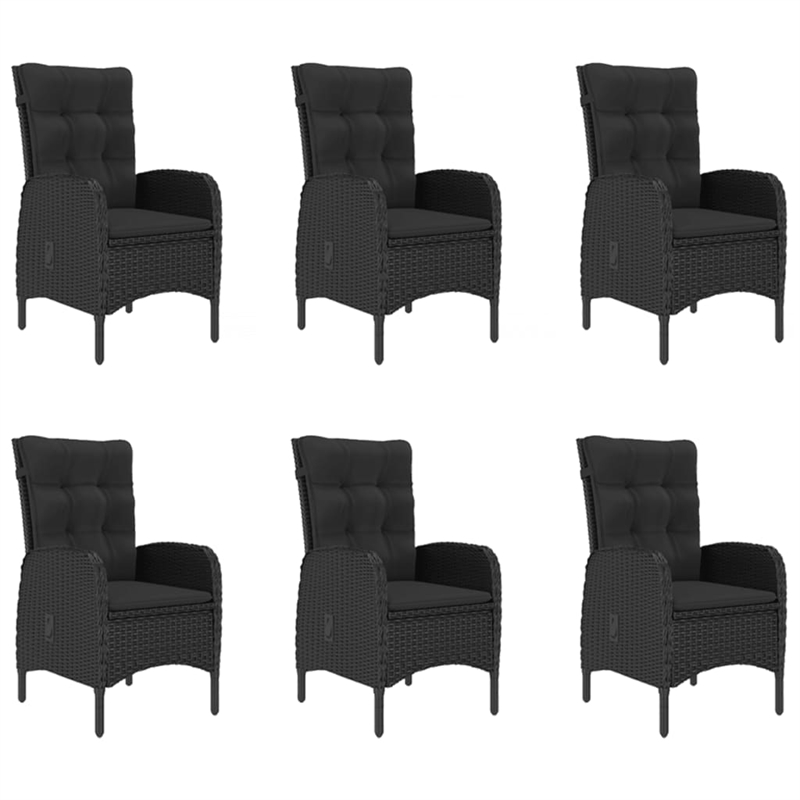 Afuera Living Solid Acacia Wood Table/PE Rattan Chairs Large Dining Set in Black