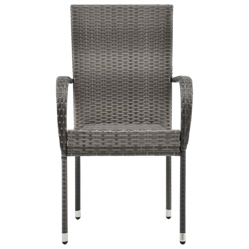 Afuera Living Solid Acacia Wood/PE Rattan/Powder-Coated Steel Dining Set in Gray