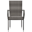 Afuera Living Solid Acacia Wood/PE Rattan/Powder-Coated Steel Dining Set in Gray