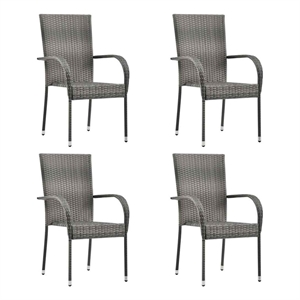 Afuera Living Solid Acacia Wood/PE Rattan/Powder-Coated Steel Dining Set in Gray