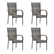 Afuera Living Solid Acacia Wood/PE Rattan/Powder-Coated Steel Dining Set in Gray
