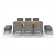 Afuera Living Solid Acacia Wood/Powder-Coated Steel/PE Rattan Dining Set in Gray